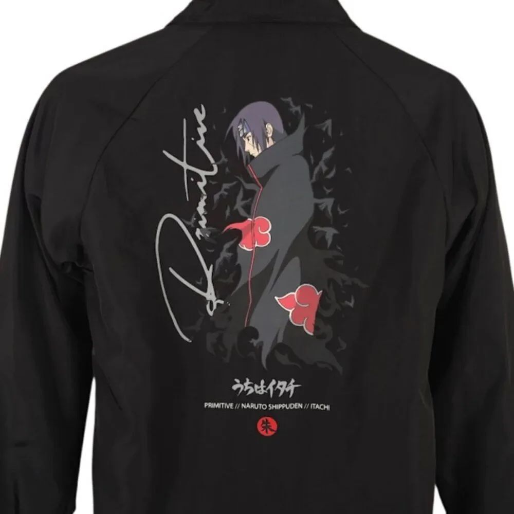 Naruto Shippuden Coach Jacket Mens Size Small Black Primitive Itachi Anime